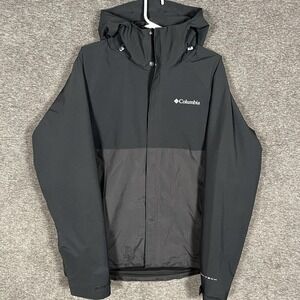 Columbia Omni-Tech Jacket Mens Medium Black Hooded Waterproof Rain Shell Coat